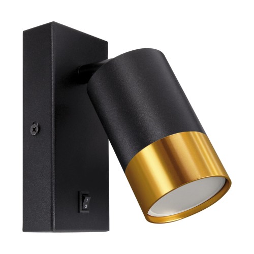 Lampa ścienno-sufitowa Kinkiet z włącznikiem Industrialny PUZON WLL GU10 BLACK/GOLD 04133 Struhm Ideus Loft nowoczesny metalowy Czarna czarny czarno złoty pojedynczy