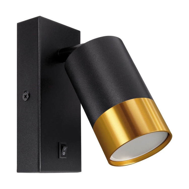 Lampa ścienno-sufitowa Kinkiet z włącznikiem Industrialny PUZON WLL GU10 BLACK/GOLD 04133 Struhm Ideus Loft nowoczesny metalowy Czarna czarny czarno złoty pojedynczy