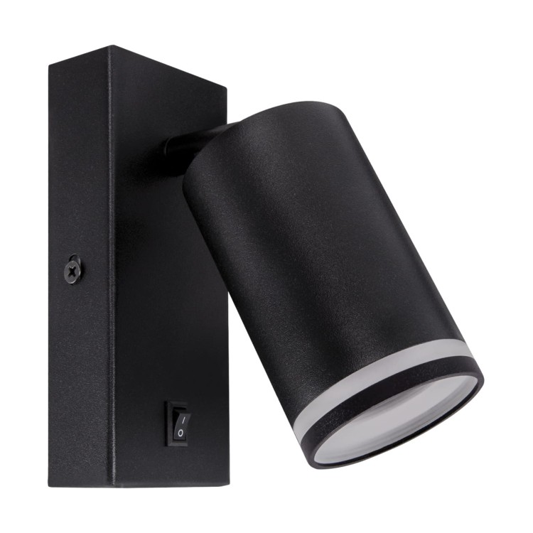 Lampa ścienno-sufitowa Kinkiet z włącznikiem Industrialny ZULA WLL GU10 BLACK 03998 Struhm Ideus Loft nowoczesny metalowy Czarna czarny pojedynczy