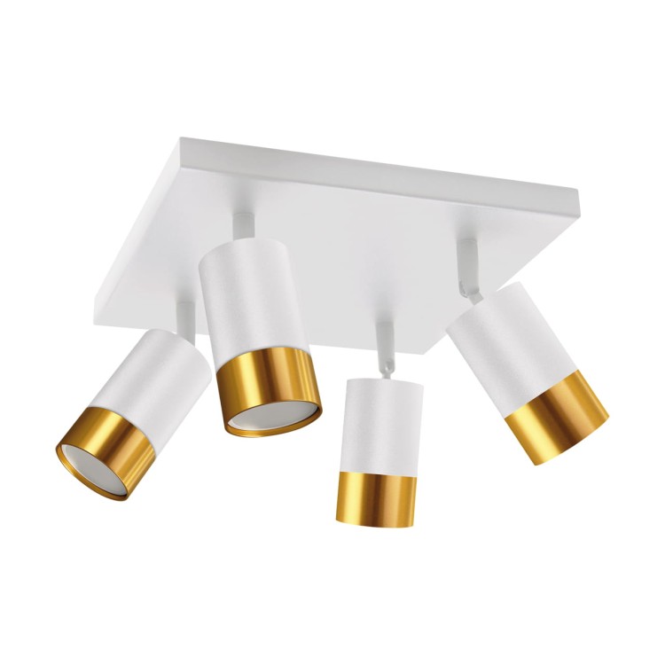 Lampa ścienno-sufitowa Kinkiet Industrialny PUZON SPT GU10 4D WHITE/GOLD 04128 Struhm Ideus 4x GU10 Loft nowoczesny metalowy Białą biały biało złoty poczwórny