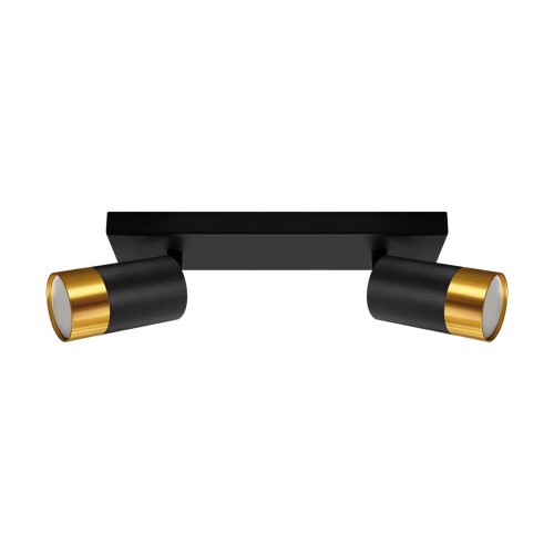 Lampa ścienno-sufitowa Kinkiet Industrialny PUZON SPT GU10 2L BLACK/GOLD 04125 Struhm Ideus 2x GU10 Loft nowoczesny metalowy Czarna czarny czarno złoty podwójny