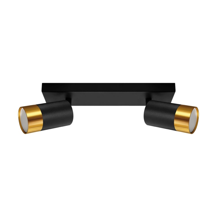 Lampa ścienno-sufitowa Kinkiet Industrialny PUZON SPT GU10 2L BLACK/GOLD 04125 Struhm Ideus 2x GU10 Loft nowoczesny metalowy Czarna czarny czarno złoty podwójny