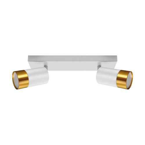 Lampa ścienno-sufitowa Kinkiet Industrialny PUZON SPT GU10 2L WHITE/GOLD 04124 Struhm Ideus 2x GU10 Loft nowoczesny metalowy Biała biały biało złoty podwójny