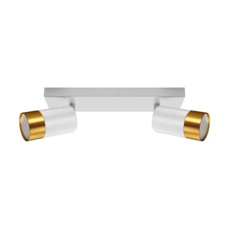 Lampa ścienno-sufitowa Kinkiet Industrialny PUZON SPT GU10 2L WHITE/GOLD 04124 Struhm Ideus 2x GU10 Loft nowoczesny metalowy Biała biały biało złoty podwójny