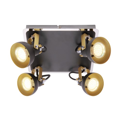 Lampa ścienno-sufitowa Kinkiet Industrialny MARIO GU10 4D 03045 Struhm Ideus 4x GU10 Loft nowoczesny metalowy Czarna czarny poczwórny