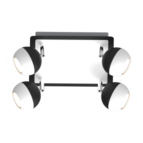 Lampa ścienno-sufitowa Kinkiet Industrialny KOMBI GU10 4D 02839 Struhm Ideus 4x GU10 Loft nowoczesny metalowy Czarna czarny czarno biały poczwórny