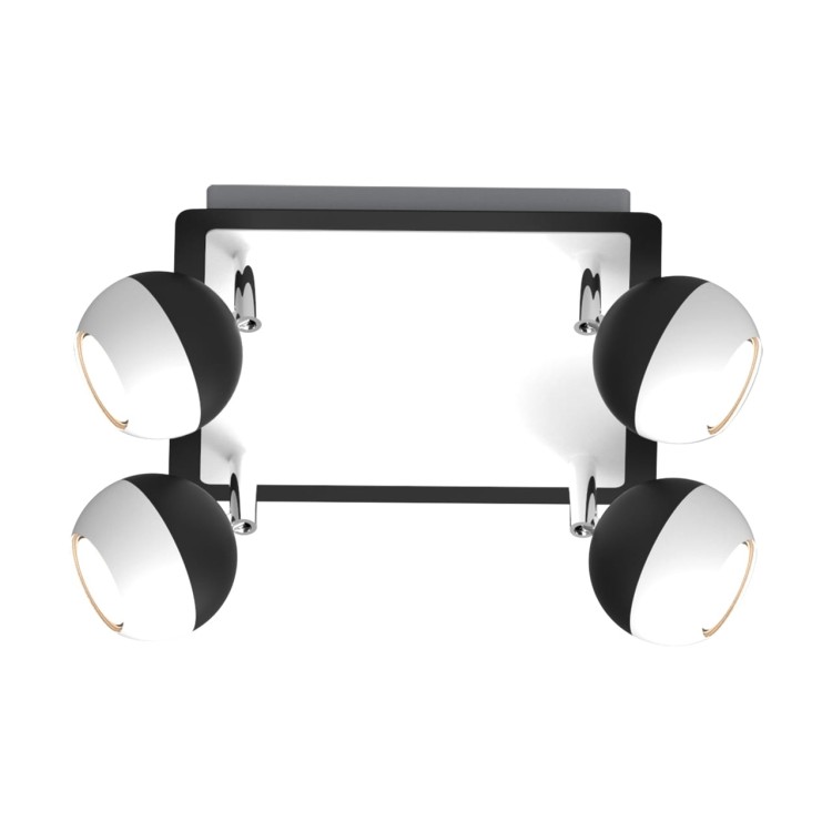 Lampa ścienno-sufitowa Kinkiet Industrialny KOMBI GU10 4D 02839 Struhm Ideus 4x GU10 Loft nowoczesny metalowy Czarna czarny czarno biały poczwórny
