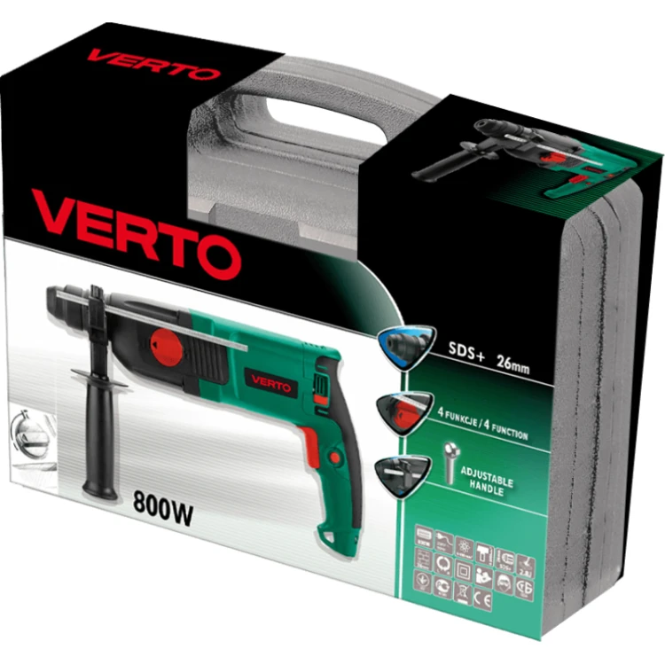 Młotowiertarka Wiertarka SDS+ 800W + walizka 50G369 Verto udarowo-obrotowa