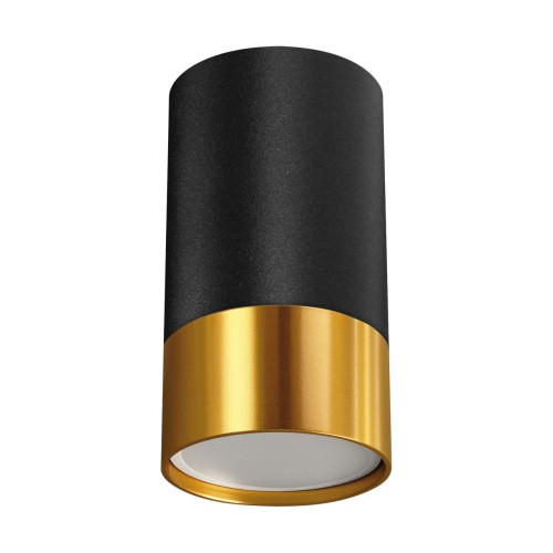 Sufitowa oprawa lampa punktowa PUZON DWL GU10 BLACK/GOLD 04123 Struhm Ideus tuba spot natynkowa nowoczesna oświetleniowa Czarno złota czarna czarny
