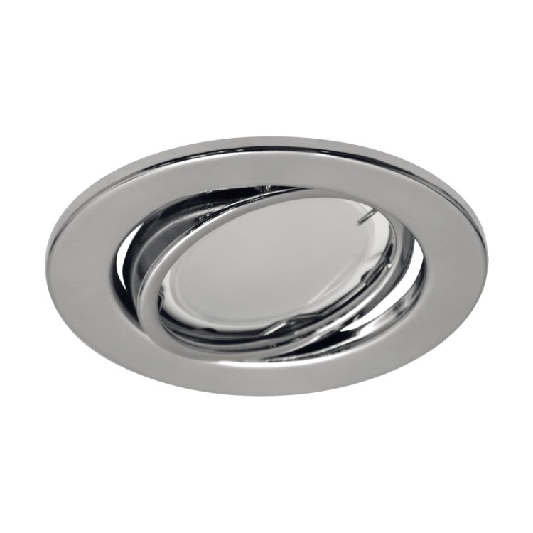 Oczko sufitowe LED okrągłe KAJKA C CHROME 03751 Struhm Ideus GU5.3 wpuszczane do zabudowy sufitu podwieszanego lampa oprawa chrom srebrna