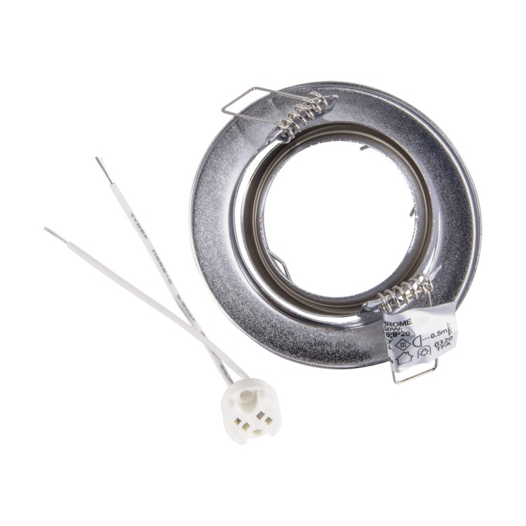 Oczko sufitowe LED okrągłe KAJKA C CHROME 03751 Struhm Ideus GU5.3 wpuszczane do zabudowy sufitu podwieszanego lampa oprawa chrom srebrna