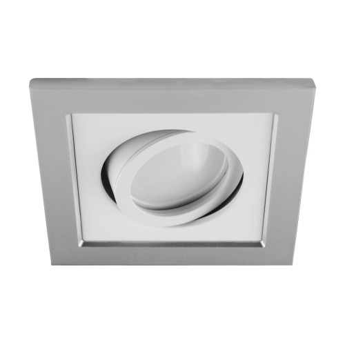 Oczko sufitowe LED kwadratowe BORYS D SILVER/WHITE 03219 Struhm Ideus GU10 wpuszczane do zabudowy sufitu podwieszanego lampa oprawa srebrny biały srebrno białe
