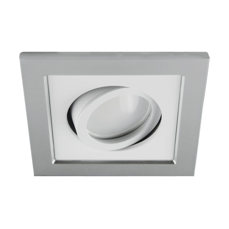 Oczko sufitowe LED kwadratowe BORYS D SILVER/WHITE 03219 Struhm Ideus GU10 wpuszczane do zabudowy sufitu podwieszanego lampa oprawa srebrny biały srebrno białe