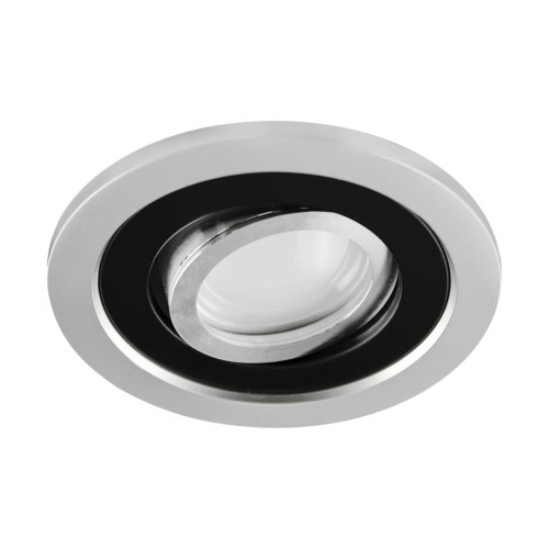 Oczko sufitowe LED okrągłe BORYS C SILVER/BLACK 03223 Struhm Ideus GU10 wpuszczane do zabudowy sufitu podwieszanego lampa oprawa srebrny czarny srebrno czarne