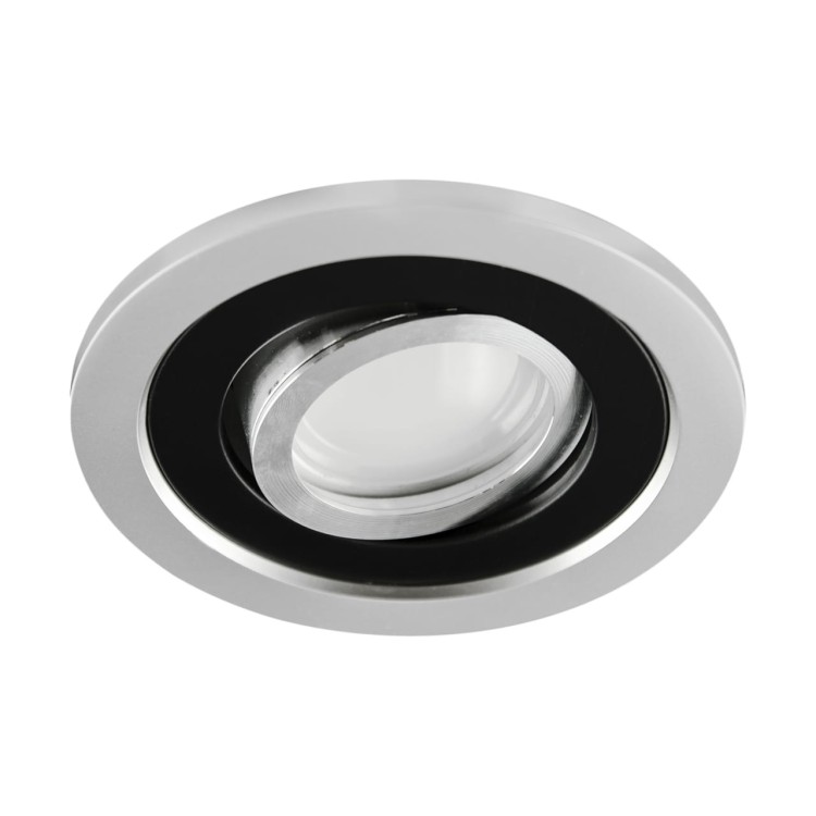 Oczko sufitowe LED okrągłe BORYS C SILVER/BLACK 03223 Struhm Ideus GU10 wpuszczane do zabudowy sufitu podwieszanego lampa oprawa srebrny czarny srebrno czarne
