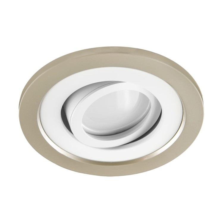 Oczko sufitowe LED okrągłe BORYS C BEIGE/WHITE 03226 Struhm Ideus GU10 wpuszczane do zabudowy sufitu podwieszanego lampa oprawa beżowy biały beżowo białe
