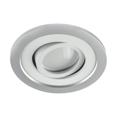 Oczko sufitowe LED okrągłe BORYS C SILVER/WHITE 03225 Struhm Ideus GU10 wpuszczane do zabudowy sufitu podwieszanego lampa oprawa srebrny biały srebrno białe