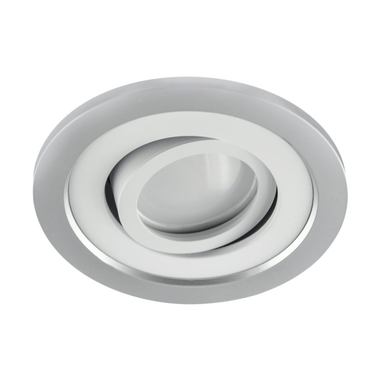 Oczko sufitowe LED okrągłe BORYS C SILVER/WHITE 03225 Struhm Ideus GU10 wpuszczane do zabudowy sufitu podwieszanego lampa oprawa srebrny biały srebrno białe