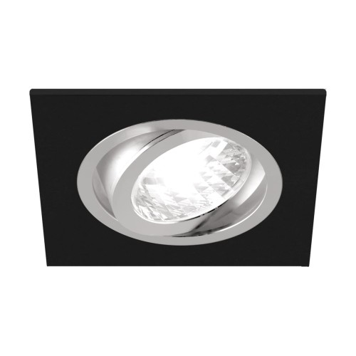 Oczko sufitowe LED kwadratowe ALUM D MATBLACK/CHROME 03626 Struhm Ideus GU10 wpuszczane do zabudowy sufitu podwieszanego lampa oprawa czarny matowy chrom czarno czarne