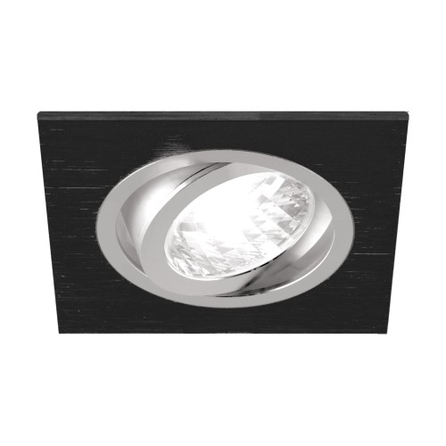 Oczko sufitowe LED kwadratowe ALUM D BLACK/CHROME 03590 Struhm Ideus GU10 wpuszczane do zabudowy sufitu podwieszanego lampa oprawa czarny chrom czarno czarne