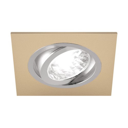 Oczko sufitowe LED kwadratowe ALUM D BEIGE/CHROME 03625 Struhm Ideus GU10 wpuszczane do zabudowy sufitu podwieszanego lampa oprawa beżowy chrom beżowo beżowe