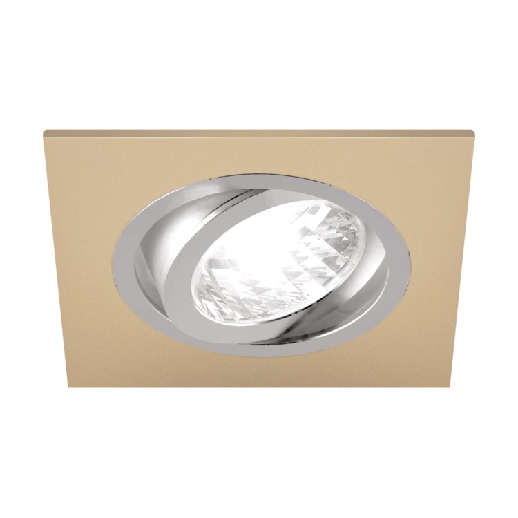 Oczko sufitowe LED kwadratowe ALUM D BEIGE/CHROME 03625 Struhm Ideus GU10 wpuszczane do zabudowy sufitu podwieszanego lampa oprawa beżowy chrom beżowo beżowe