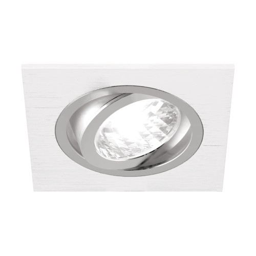 Oczko sufitowe LED kwadratowe ALUM D WHITE/CHROME 03217 Struhm Ideus GU10 wpuszczane do zabudowy sufitu podwieszanego lampa oprawa biały chrom biało białe