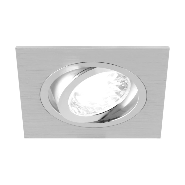 Oczko sufitowe LED kwadratowe ALUM D SILVER 03097 Struhm Ideus GU10 wpuszczane do zabudowy sufitu podwieszanego lampa oprawa srebrny srebrne szary szare