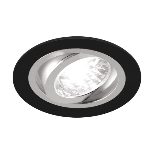 Oczko sufitowe LED okrągłe ALUM C MATBLACK/CHROME 03624 Struhm Ideus GU10 wpuszczane do zabudowy sufitu podwieszanego lampa oprawa czarny matowy czarne czarna chrom