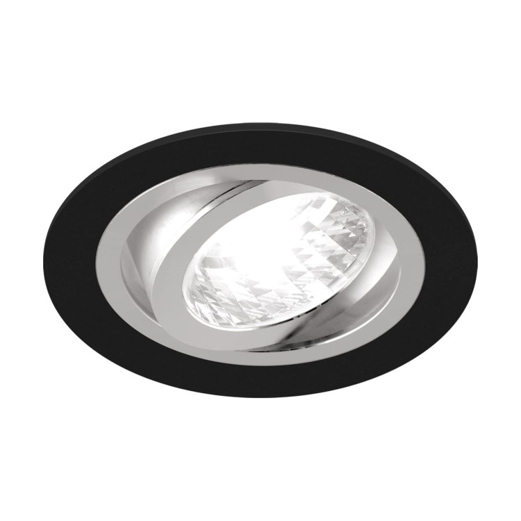 Oczko sufitowe LED okrągłe ALUM C MATBLACK/CHROME 03624 Struhm Ideus GU10 wpuszczane do zabudowy sufitu podwieszanego lampa oprawa czarny matowy czarne czarna chrom