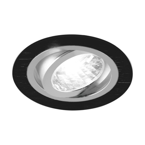 Oczko sufitowe LED okrągłe ALUM C BLACK/CHROME 03589 Struhm Ideus GU10 wpuszczane do zabudowy sufitu podwieszanego lampa oprawa czarny czarne czarna chrom