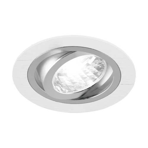 Oczko sufitowe LED okrągłe ALUM C WHITE/CHROME 03222 Struhm Ideus GU10 wpuszczane do zabudowy sufitu podwieszanego lampa oprawa biały białe chrom