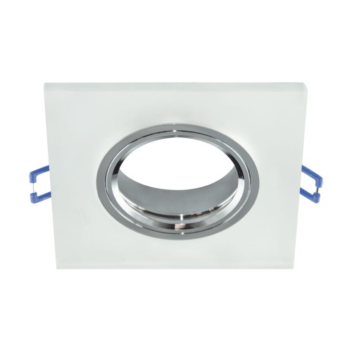Oczko sufitowe LED kwadratowe SELENA D FROSTED 03598 Struhm Ideus szklane wpuszczane do zabudowy sufitu podwieszanego lampa oprawa mrożone szkło chrom
