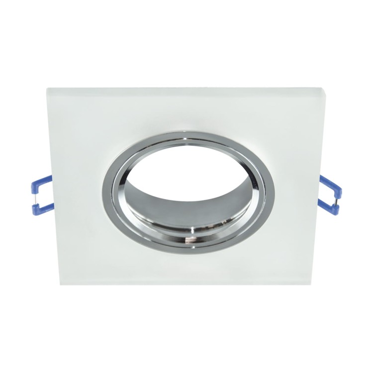 Oczko sufitowe LED kwadratowe SELENA D FROSTED 03598 Struhm Ideus szklane wpuszczane do zabudowy sufitu podwieszanego lampa oprawa mrożone szkło chrom