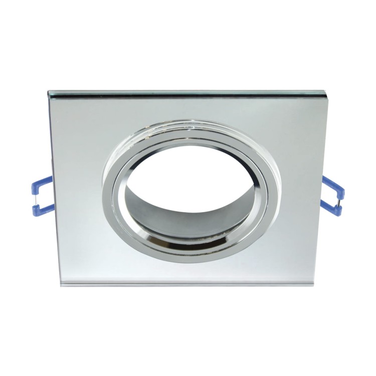 Oczko sufitowe LED kwadratowe SELENA D CLEAR 03596 Struhm Ideus szklane wpuszczane do zabudowy sufitu podwieszanego lampa oprawa przezroczysty przezroczyste szkło chrom