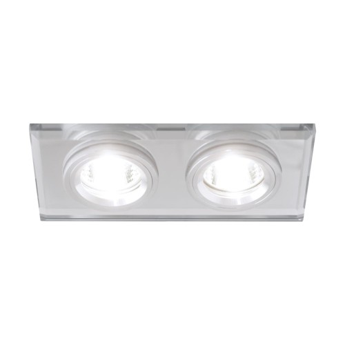 Oczko sufitowe LED prostokątne STAN L CHROME 03095 Struhm Ideus 2x GU10 szklane wpuszczane do zabudowy sufitu podwieszanego lampa oprawa przezroczysty przezroczyste szkło chrom