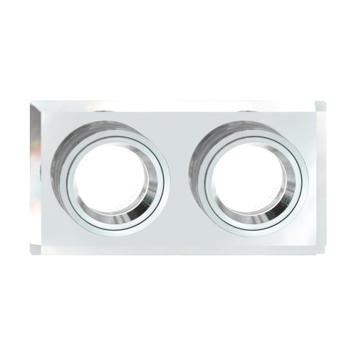 Oczko sufitowe LED prostokątne STAN L CHROME 03095 Struhm Ideus 2x GU10 szklane wpuszczane do zabudowy sufitu podwieszanego lampa oprawa przezroczysty przezroczyste szkło chrom