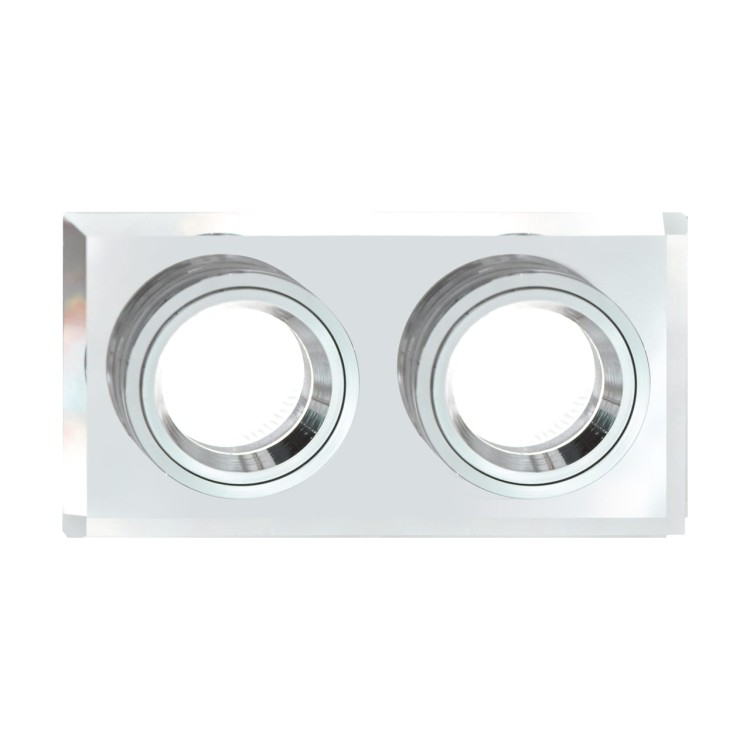 Oczko sufitowe LED prostokątne STAN L CHROME 03095 Struhm Ideus 2x GU10 szklane wpuszczane do zabudowy sufitu podwieszanego lampa oprawa przezroczysty przezroczyste szkło chrom