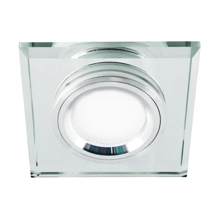 Oczko sufitowe LED kwadratowe STAN D CHROME 02924 Struhm Ideus szklane wpuszczane do zabudowy sufitu podwieszanego lampa oprawa przezroczysty przezroczyste szkło chrom
