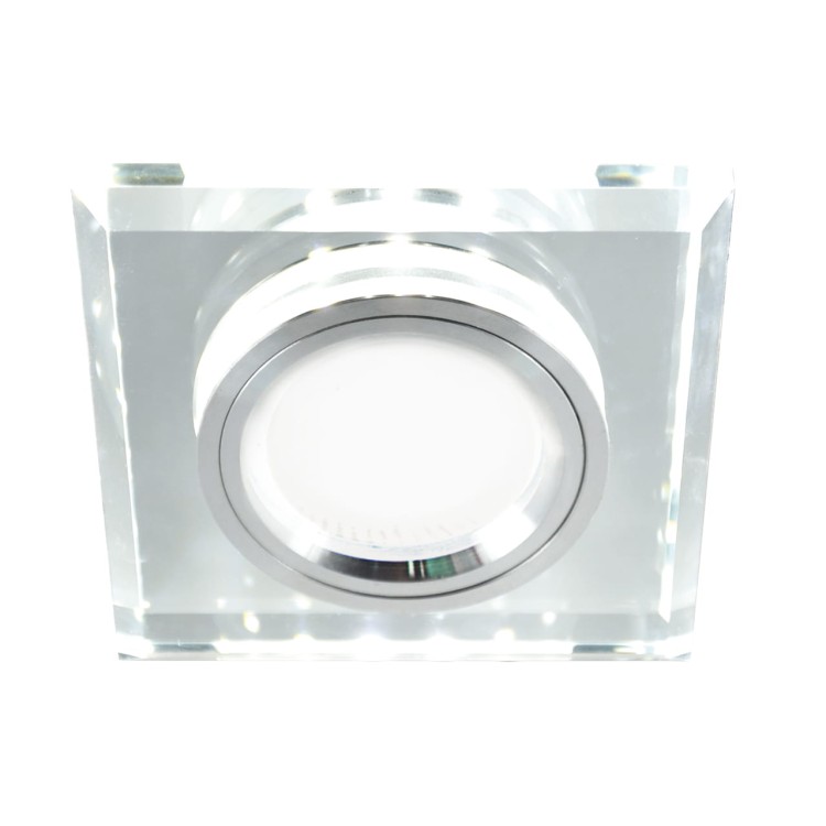 Oczko sufitowe LED kwadratowe SMD LED STAN LED D CHROME CW 02919 Struhm Ideus szklane wpuszczane do zabudowy sufitu podwieszanego lampa oprawa przezroczysty przezroczyste szkło chrom