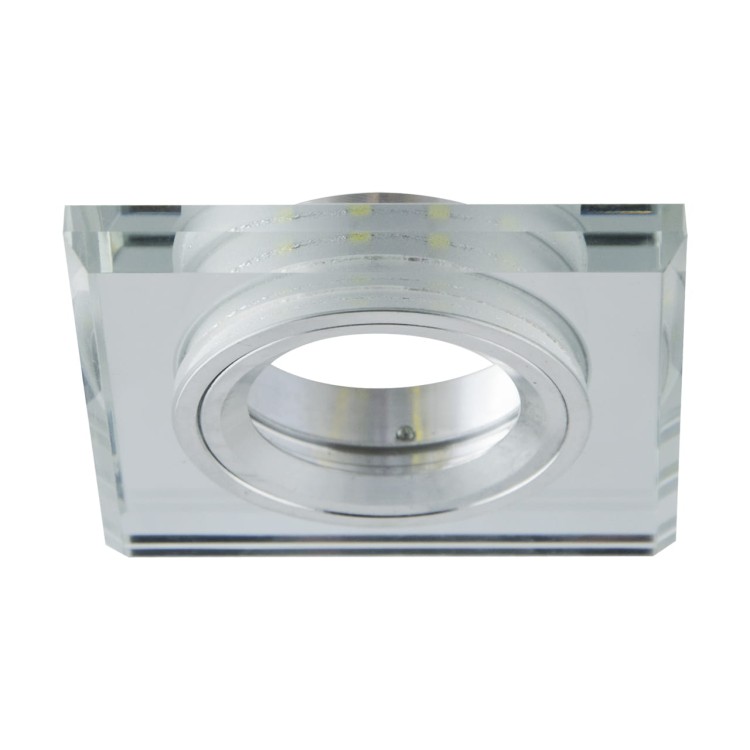 Oczko sufitowe LED kwadratowe SMD LED STAN LED D CHROME CW 02919 Struhm Ideus szklane wpuszczane do zabudowy sufitu podwieszanego lampa oprawa przezroczysty przezroczyste szkło chrom