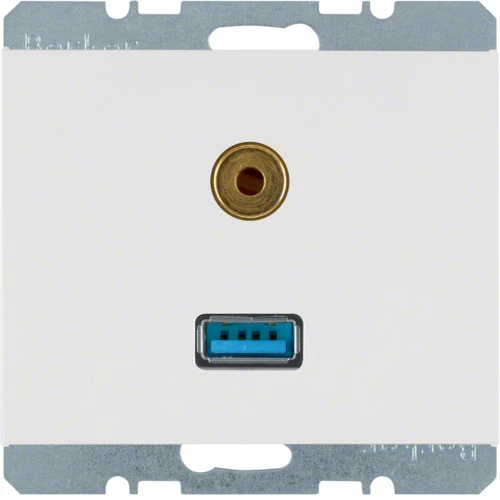 K.1 Gniazdo USB / 3,5 mm Audio biały 3315397009 HAGER BERKER