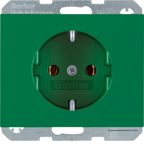 K.1/K.5 Gniazdo SCHUKO kompletne, samozaciski, zielony 47157013 HAGER BERKER