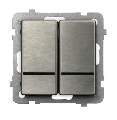 Łącznik dwugrupowy podwójny świecznikowy z podświetleniem Stal Inox ŁP-2RMS/m/37 Sonata OSPEL Wyłącznik metalowy