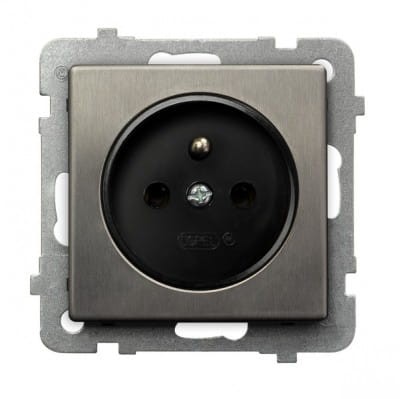 Gniazdo pojedyncze z uziemieniem Stal Inox GP-1RMZ/m/37 Sonata OSPEL z/u metalowe