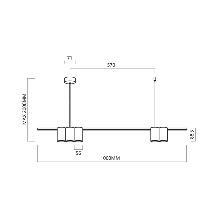 Lampa sufitowa wisząca listwa Industrialna Loft GENESIS WHITE 5xGU10 ML0368 Milagro 100cm nowoczesna oprawa oświetleniowa metal biały biała zwis Inspiracje Premium