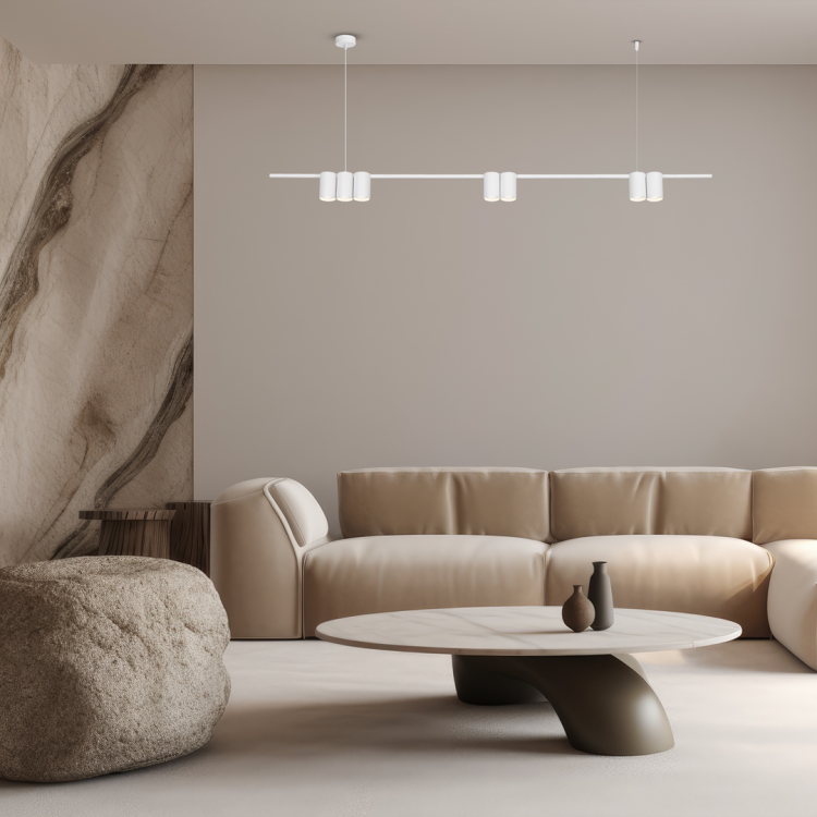 Lampa sufitowa wisząca listwa Industrialna Loft GENESIS WHITE 7xGU10 ML0371 Milagro 150cm nowoczesna oprawa oświetleniowa metal biały biała zwis Inspiracje Premium