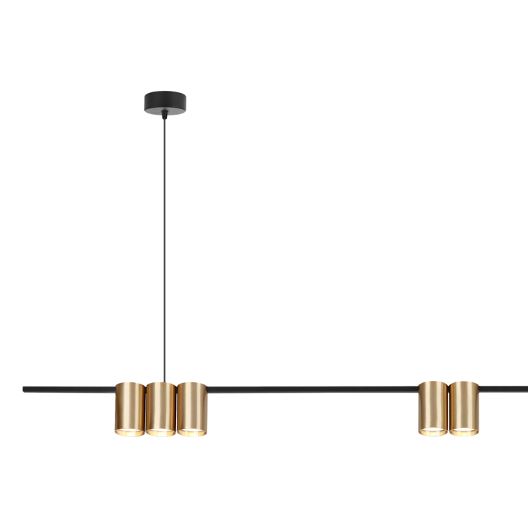 Lampa sufitowa wisząca listwa Industrialna Loft GENESIS BLACK GOLD 7xGU10 ML0372 Milagro 150cm nowoczesna oprawa oświetleniowa metal czarny czarna złoty czarno złota zwis Inspiracje Premium