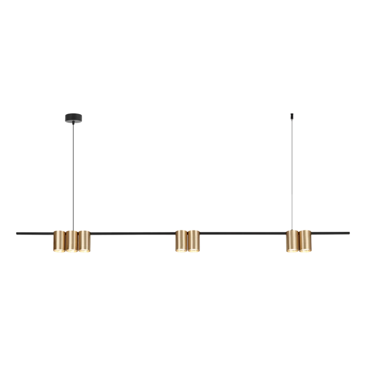 Lampa sufitowa wisząca listwa Industrialna Loft GENESIS BLACK GOLD 7xGU10 ML0372 Milagro 150cm nowoczesna oprawa oświetleniowa metal czarny czarna złoty czarno złota zwis Inspiracje Premium
