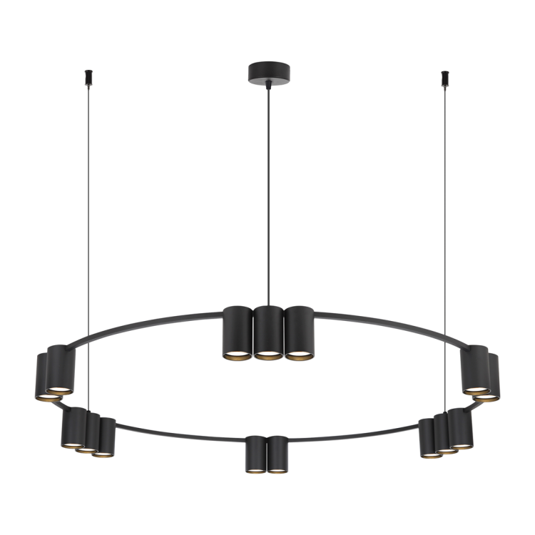 Lampa sufitowa wisząca okrąg koło Industrialna Loft GENESIS BLACK 15xGU10 ML0376 Milagro 100cm nowoczesna oprawa oświetleniowa okrągła metal żyrandol czarny czarna zwis Inspiracje Premium